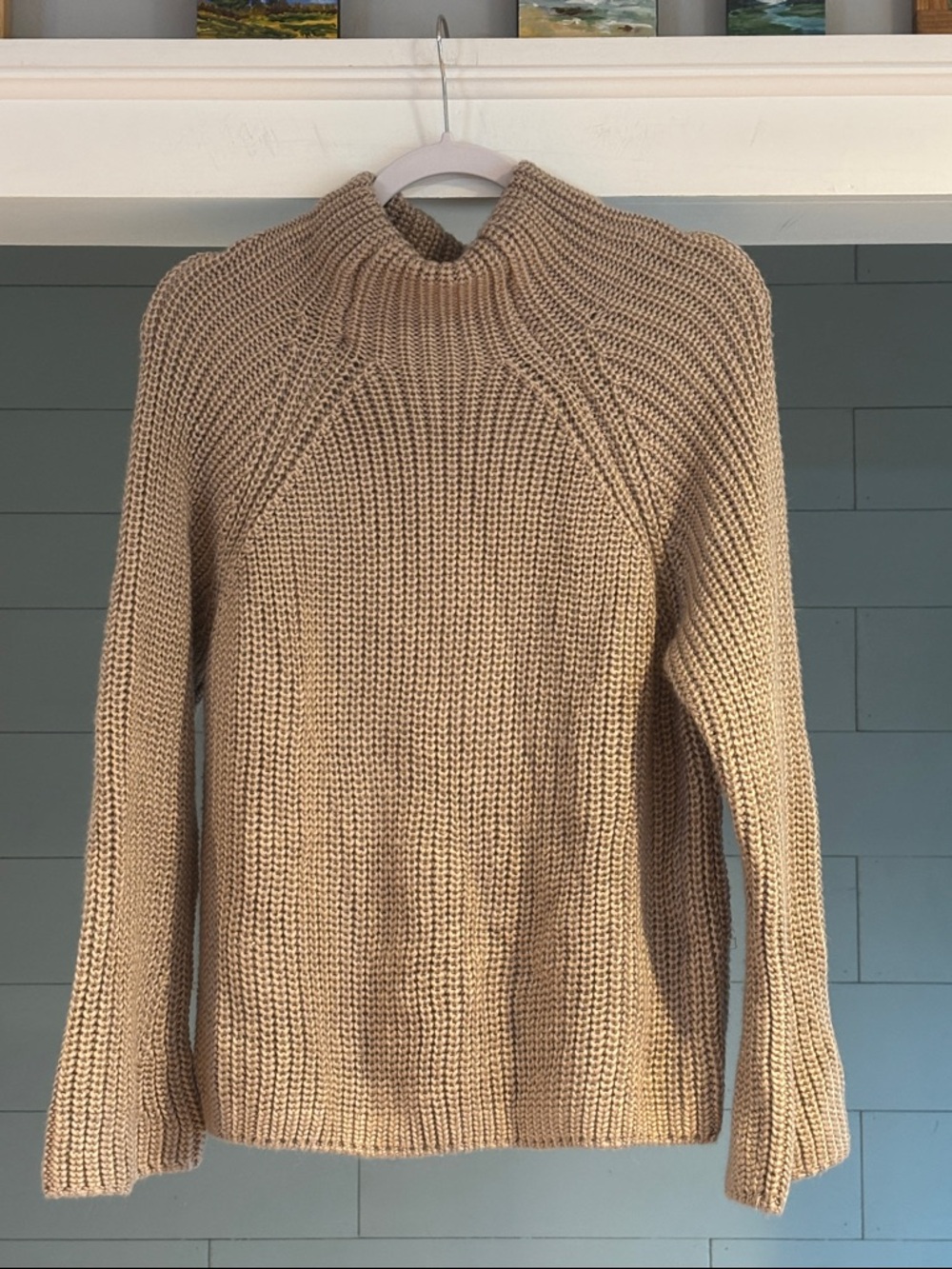 Cozy Mock Neck Chunky Knit Sweater in Taupe